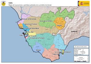 Mapa de los partidos judiciales de la provincia de Cádiz