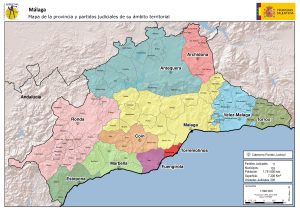Mapa de los partidos judiciales de la provincia de Málaga