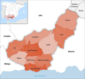 Mapa de las comarcas de la provincia de Granada