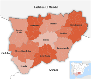 Mapa de las comarcas de la provincia de Jaén (España)