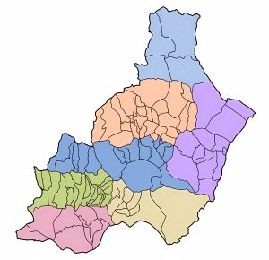 Mapa mudo de las comarcas de la provincia de Almería.
