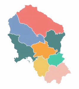 Mapa mudo de las comarcas de la provincia de Córdoba (España).