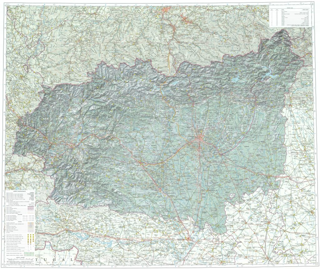 Mapa de la provincia de León.