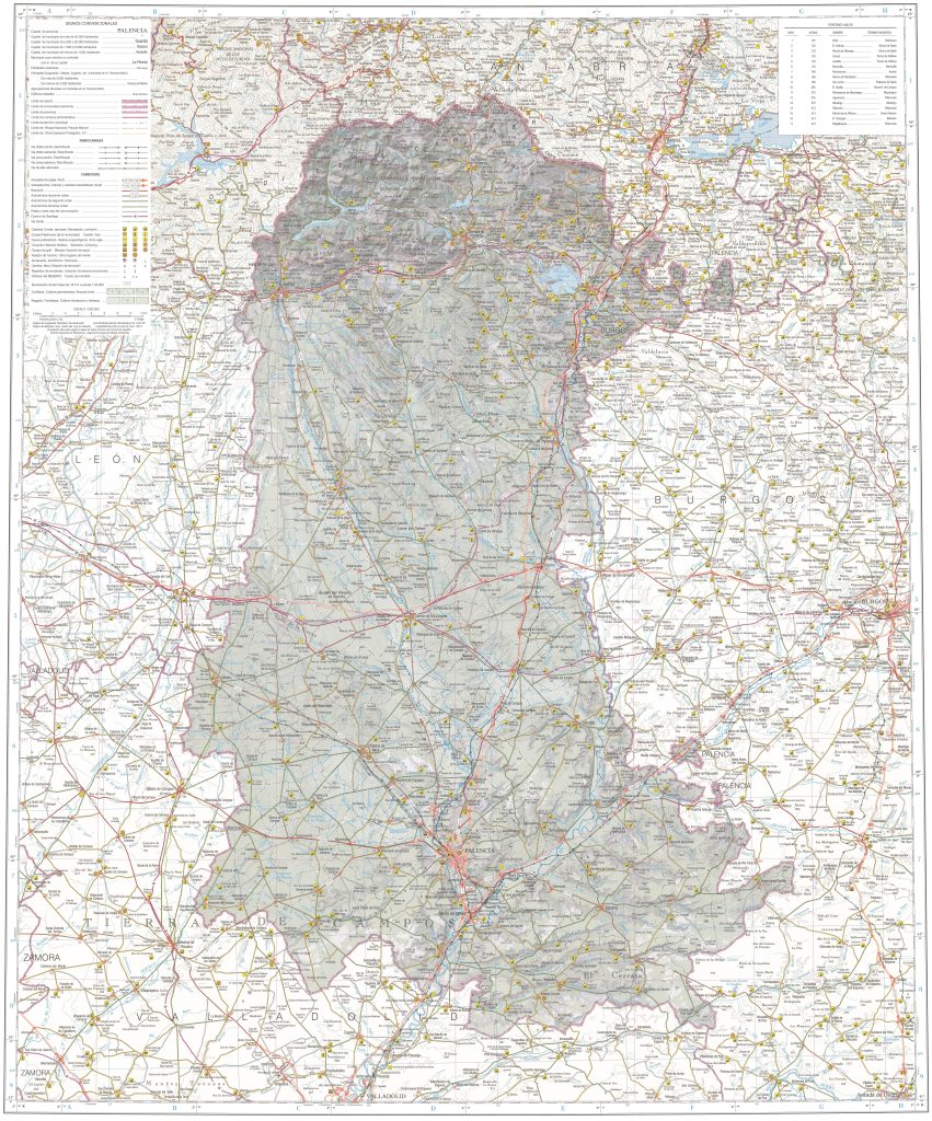 Mapa de la provincia de Palencia.