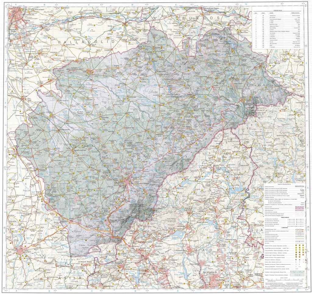 Mapa de la provincia de Segovia.