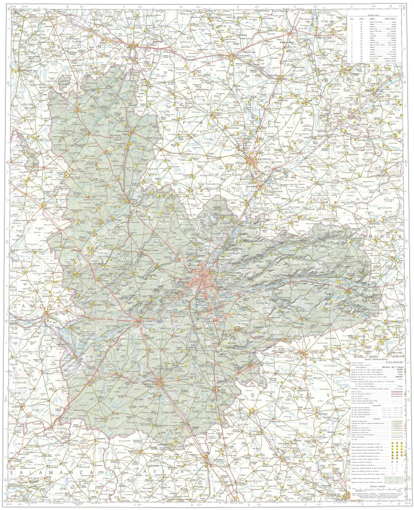 Mapa de la provincia de Valladolid.