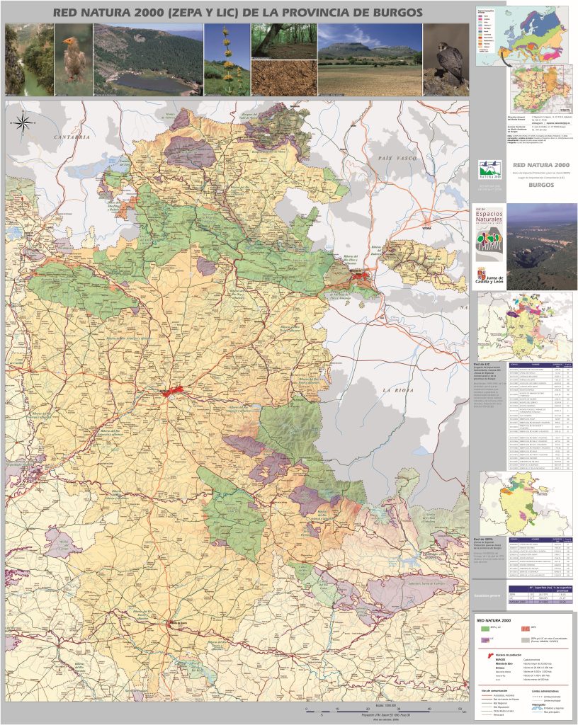 Mapa de la Red Natura 2000 en la provincia de Burgos.