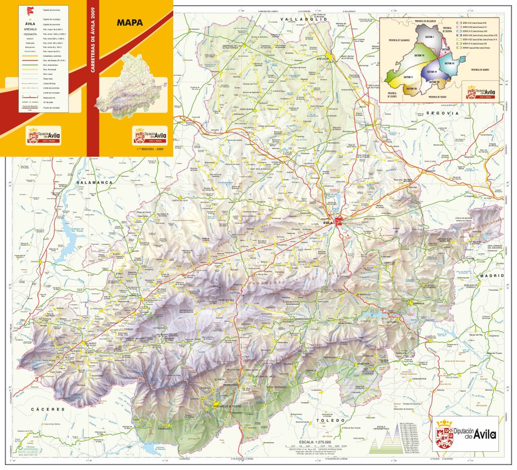 Mapa de carreteras de la provincia de Ávila.