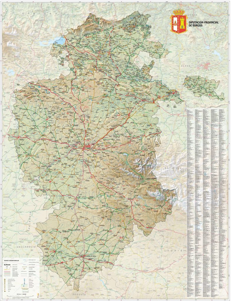 Mapa de carreteras de la provincia de Burgos.