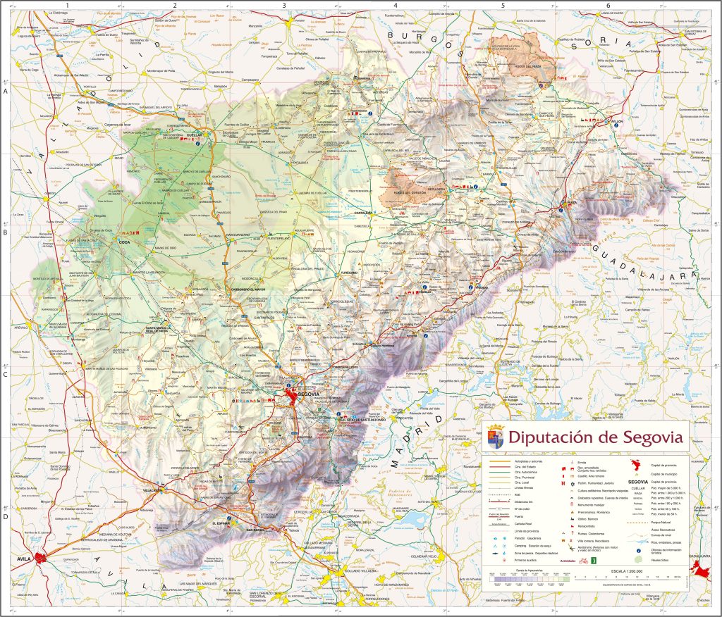 Mapa de carreteras de la provincia de Segovia.