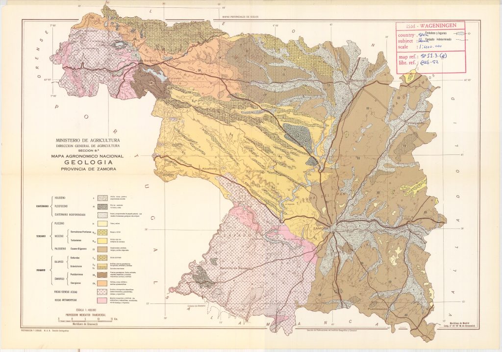 Mapa geológico de la provincia de Zamora.