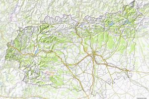 Mapa topográfico de la provincia de León.