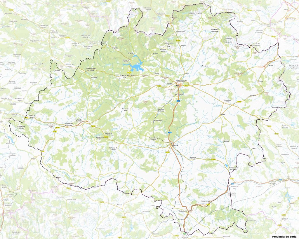 Mapa físico de la provincia de Soria.