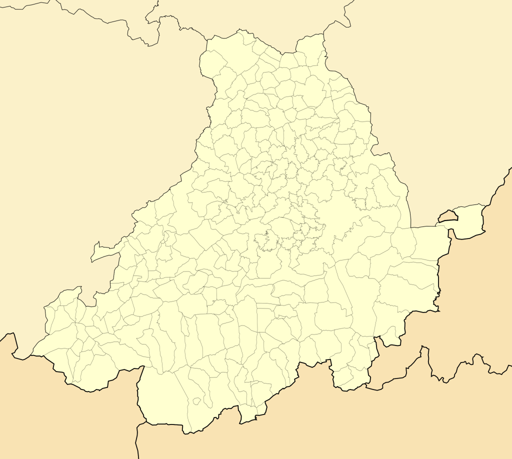 Mapa mudo de la provincia de Ávila.