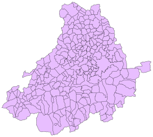 Mapa mudo de los municipios de la provincia de Ávila.