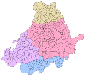 Mapa mudo de los partidos judiciales de la provincia de Ávila.