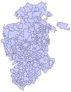 Mapa mudo de los municipios de la provincia de Burgos.