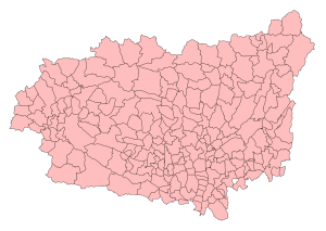 Mapa mudo de los municipios de la provincia de León.
