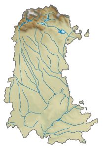 Mapa físico en blanco de la provincia de Palencia.