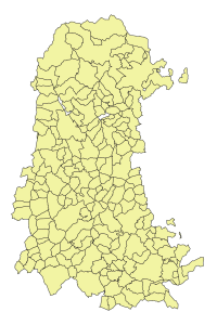Mapa mudo de los municipios de la provincia de Palencia.