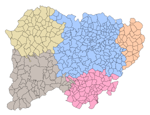 Mapa mudo de los partidos judiciales de la provincia de Salamanca.