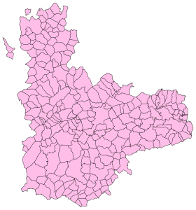 Mapa mudo de los municipios de la provincia de Valladolid.