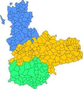 Mapa mudo de los partidos judiciales de la provincia de Valladolid.