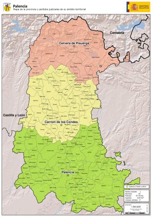 Mapa de los partidos judiciales de la provincia de Palencia