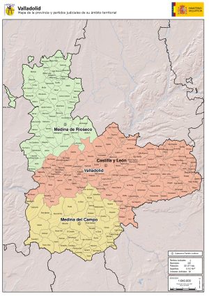Mapa de los partidos judiciales de Valladolid
