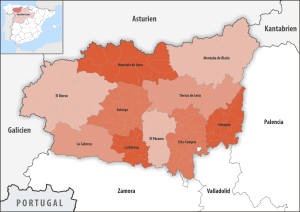 Mapa de las comarcas de la provincia de León