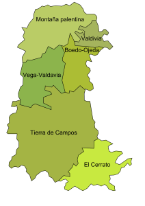 Mapa de las comarcas naturales de la provincia de Palencia. Mapa de las comarcas naturales de la provincia de Palencia.