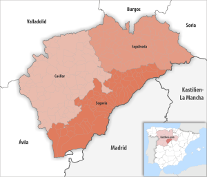 Mapa de las comarcas de la provincia de Segovia