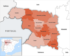 Mapa de las comarcas de la provincia de Zamora