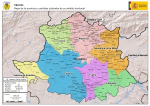 Mapa de los partidos judiciales de la provincia de Cáceres
