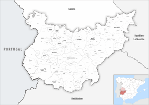 ¿Cuáles son los municipios de la provincia de Badajoz?
