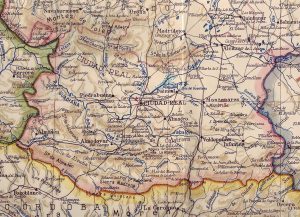 Mapa de la provincia de Ciudad Real en 1938.