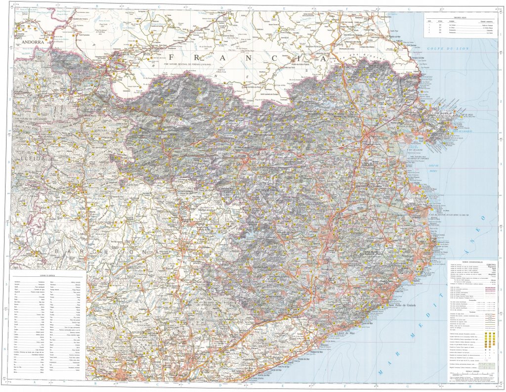 Mapa de la provincia de Gerona.