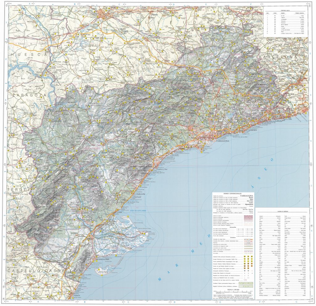 Mapa de la provincia de Tarragona.