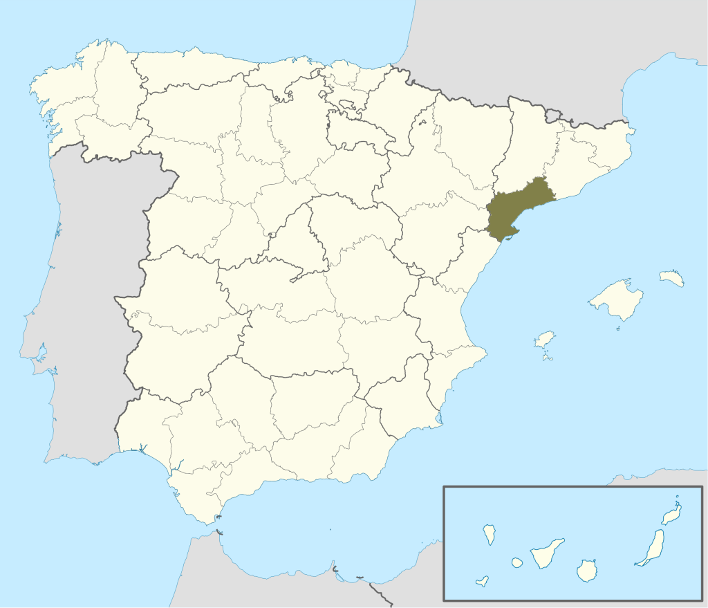 Mapa de ubicación de la provincia de Tarragona.