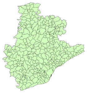 Mapa mudo de los municipios de la provincia de Barcelona.