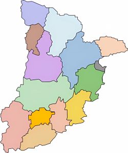 Mapa mudo de las comarcas de la provincia de Lérida.