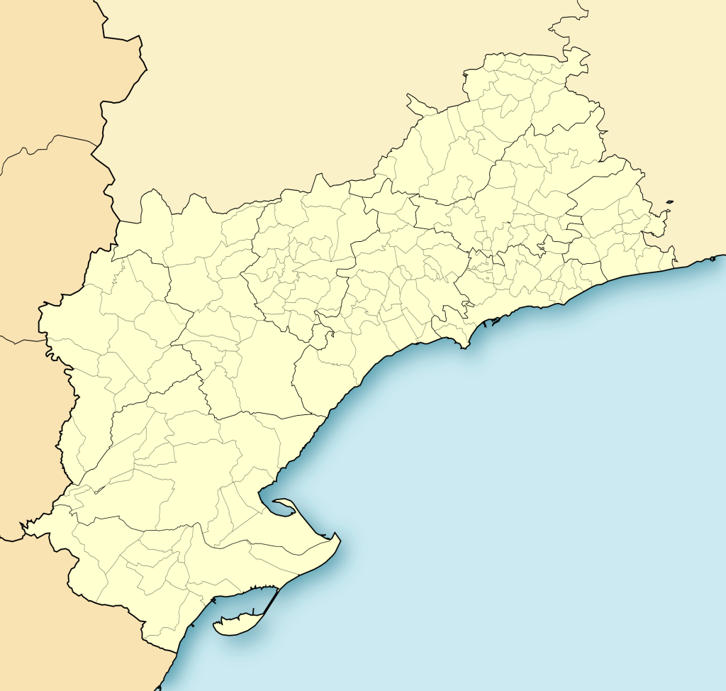 Mapa mudo de la provincia de Tarragona.