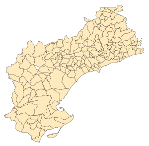 Mapa mudo de los municipios de la provincia de Tarragona.