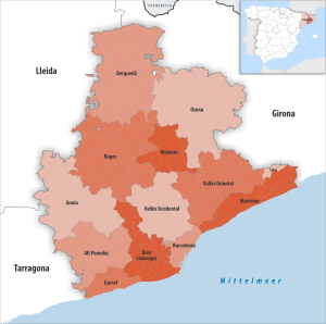 Mapa de las comarcas de la provincia de Barcelona
