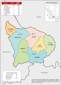 Mapa político del departamento de Apurímac.