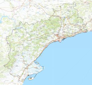 Mapa físico de la provincia de Tarragona