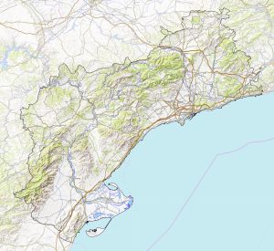 Mapa topográfico de la provincia de Tarragona.