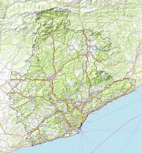 Mapa topográfico de la provincia de Barcelona.
