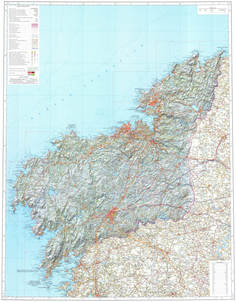 Mapa de la provincia de La Coruña.