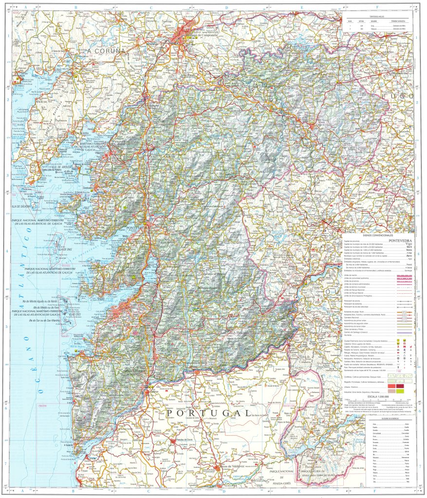 Mapa de la provincia de Pontevedra.